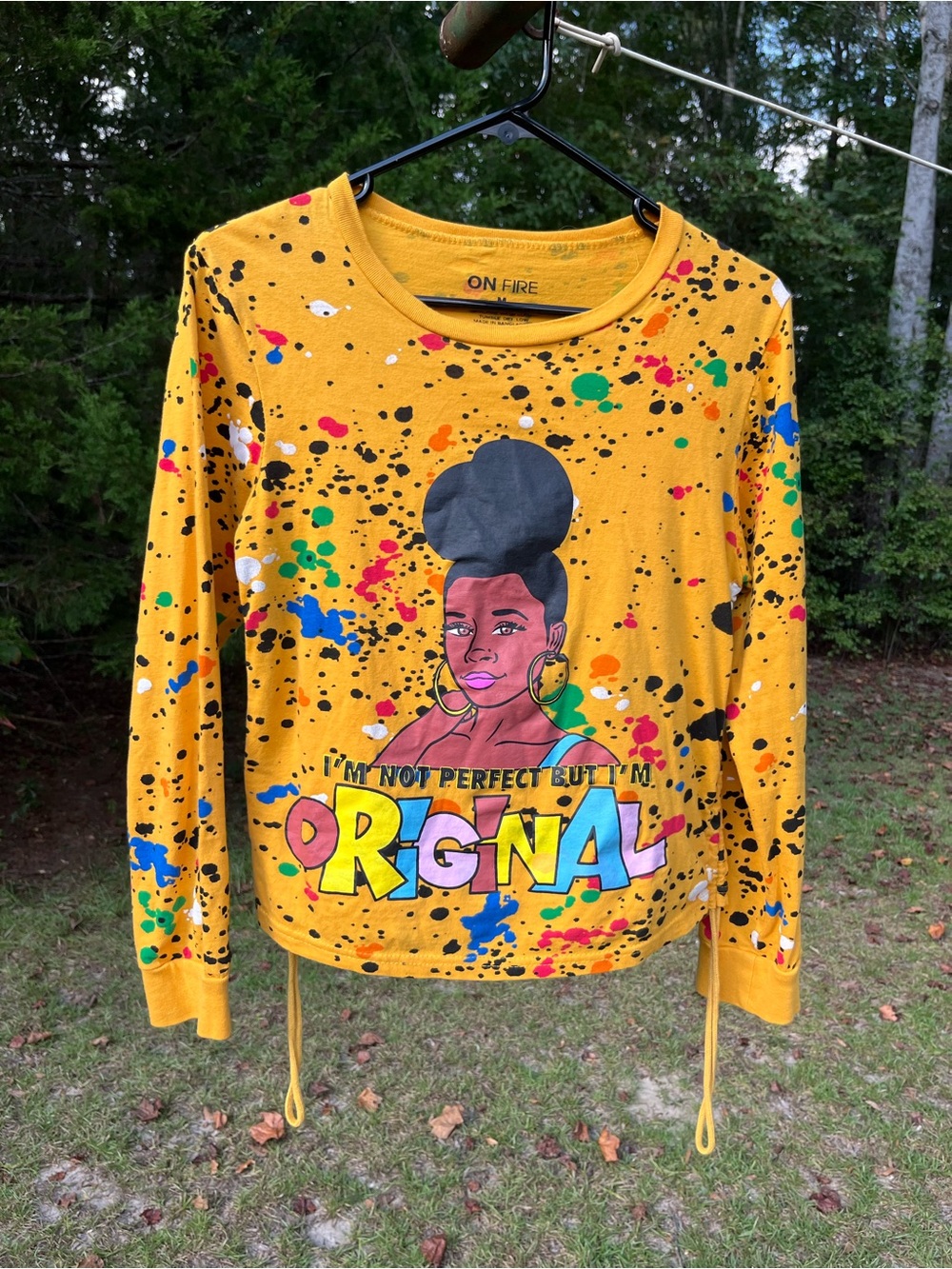 On Fire Yellow Graphic 'Original' Long-Sleeve Tee